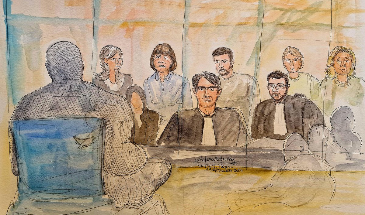 Le dernier face à face entre #Giselepelicot et #DominiquePelicot Jour de #verdict #courcriminelleduvaucluse les #accusés se lèvent un par un pour entendre leur peine et, pour beaucoup, partir en prison #Mazan #Avignon #viol