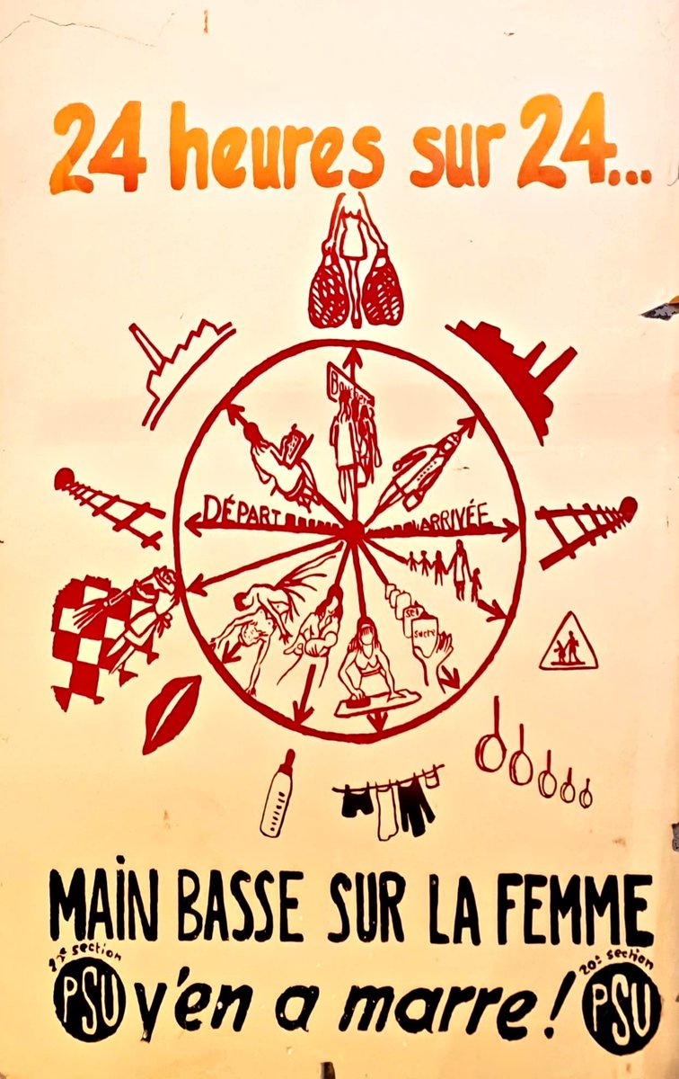 En ce jour de verdict du procès des viols de #Mazan, cette affiche PSU illustre la charge mentale qui incombe aux femmes dans tous les domaines de la vie et les violences qui en découlent. Merci Gisèle Pelicot de sortir du silence et d'humaniser les femmes victimes de VSS ! ✊♀️