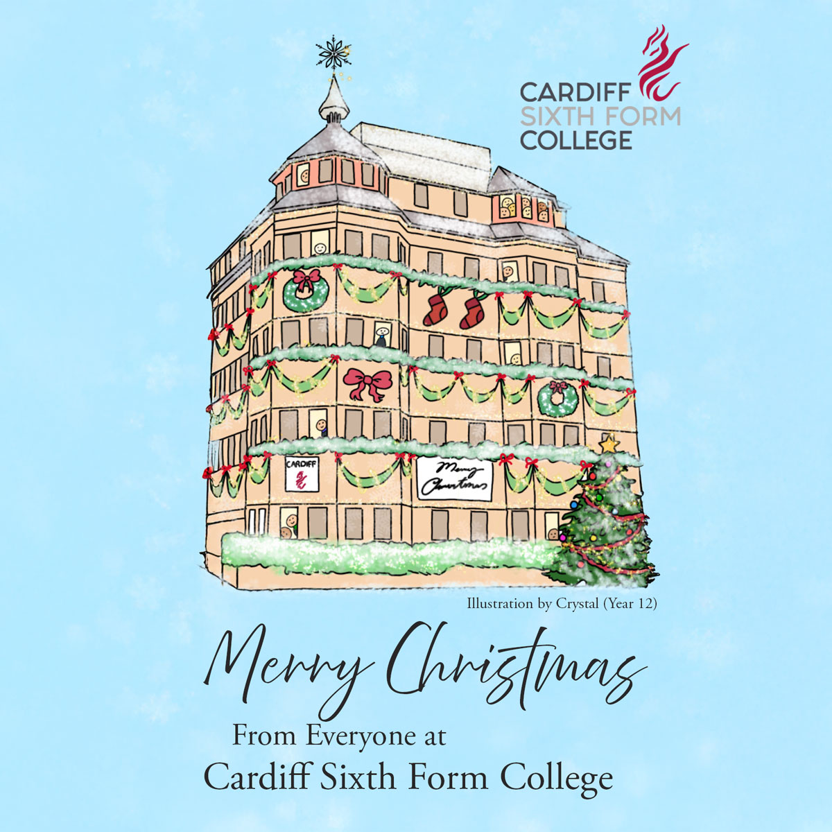 Wishing everyone a Merry Christmas and a successful New Year!
From everyone at Cardiff Sixth Form College.
(Illustration by Crystal, Year 12 student)