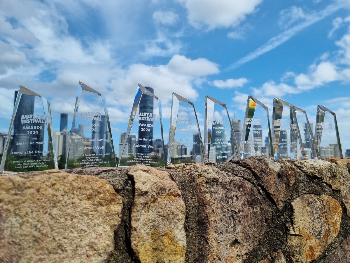 Australian XR Festival (@ausxrfestival) on Twitter photo The Australian XR Festival 2024 Award trophies just before they get sent around the world. Make some space in the trophy cabinet <a href="/Animal_Well/">ANIMAL WELL</a> <a href="/NathieVR/">Nathie</a> <a href="/x_rVb_x/">ReVerse Butcher</a> <a href="/scribcreative/">scrib_creative_dondixon</a>!
<a href="/toast_int/">Toast Interactive</a> & <a href="/eyejackapp/">EyeJack</a> recieved their trophies in-person at the Australian XR Festival 2024 awards. The Australian XR Festival 2024 Award trophies just before they get sent around the world. Make some space in the trophy cabinet <a href="/Animal_Well/">ANIMAL WELL</a> <a href="/NathieVR/">Nathie</a> <a href="/x_rVb_x/">ReVerse Butcher</a> <a href="/scribcreative/">scrib_creative_dondixon</a>!
<a href="/toast_int/">Toast Interactive</a> & <a href="/eyejackapp/">EyeJack</a> recieved their trophies in-person at the Australian XR Festival 2024 awards.