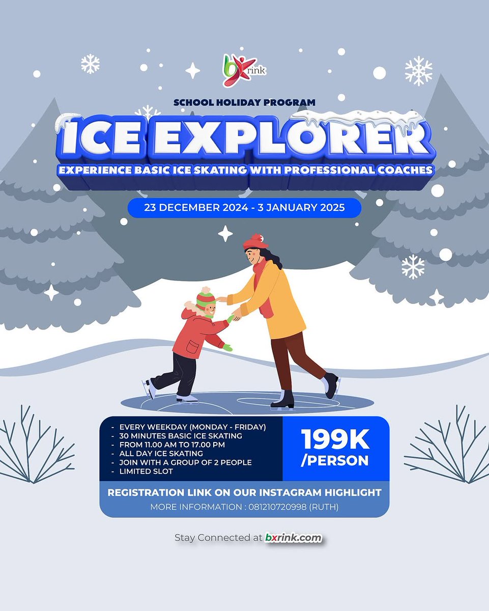 Ice Adventure with ICE EXPLORER! ❄✨

Ready for the ice skating journey?
Join our exclusive Ice Explorer program.
Glide your way through unforgettable moments!

Limited slots available
Don’t miss the chance to be part of this cool adventure! ❄

Register now!