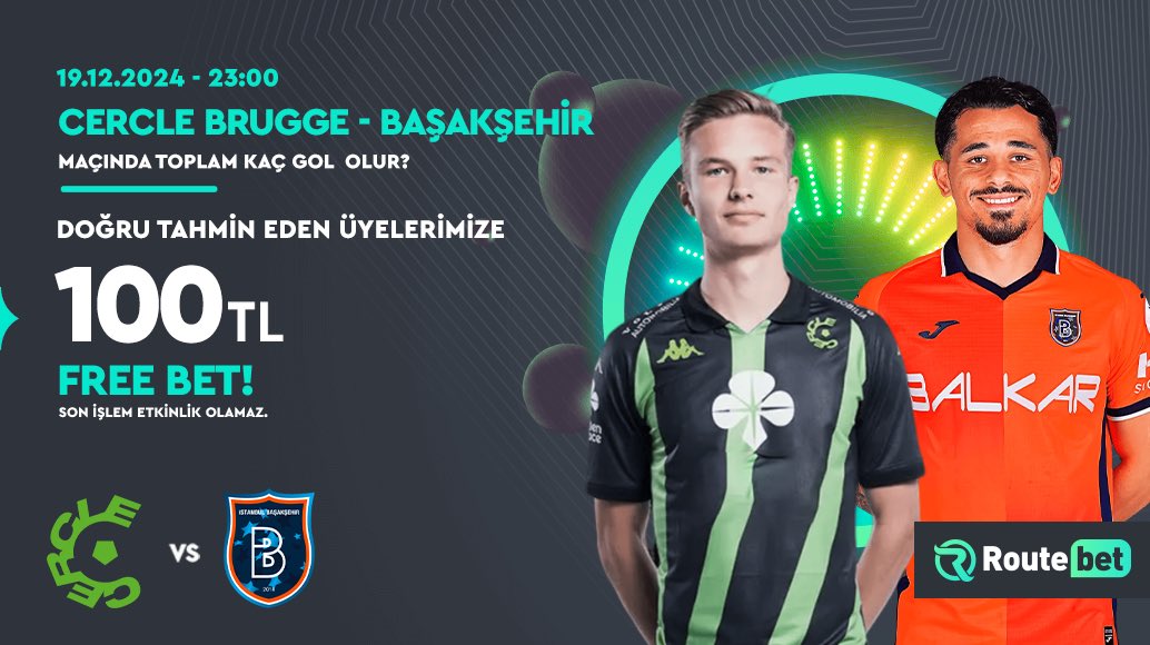 routesosyal1's tweet image. 🎁Routebet’ten Ödüllü Etkinlik

⚽️ Cercle Brugge - Başakşehir karşılaşmasında toplam kaç gol olur? 

⭐️ tahmin et 100₺ Free Bet Kazan! 

👉🏻Kullanıcı adı ve Tahminini yaz
👉🏻X hesabımızı takip et rt ve beğeni yap
👉🏻3 arkadaşını etiketle

Ödül kazanan 10 şanslı kişiden birisi ol!