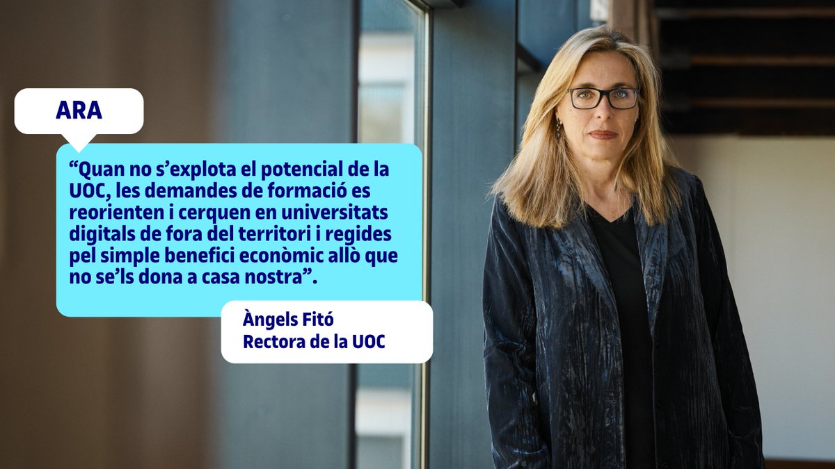 🔵 La #rectoraUOC, <a href="/afitob/">Àngels Fitó</a>, reflexiona en un article al <a href="/diariARA/">diariARA</a> sobre el paper clau de l'educació superior i sobre la importància de garantir una alternativa pública i de qualitat per a qui vol continuar formant-se al llarg de la vida.

🔗 ara.cat/opinio/parany-…