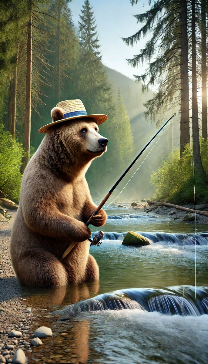 dawnoftheai's tweet photo. Grizzly bear is fishing 
#grizzly #dalle3 #sora #veo #ai https://t.co/7c0Mzr7HSi