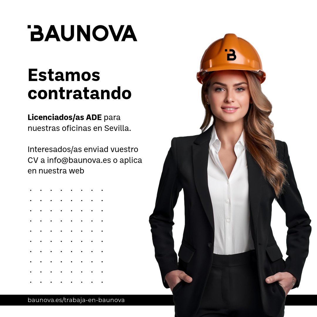 🚀👉🏽👀Estamos contratando #licenciado o #licenciada en ADE para nuestra oficina de #Sevilla

✍🏽Si estás interesado/a envía tu CV a mailto:info@baunova.es o aplica en nuestra #web

#baunova #construimosmarca #construimosconfianza #hotel #retail #construcción #reformas
