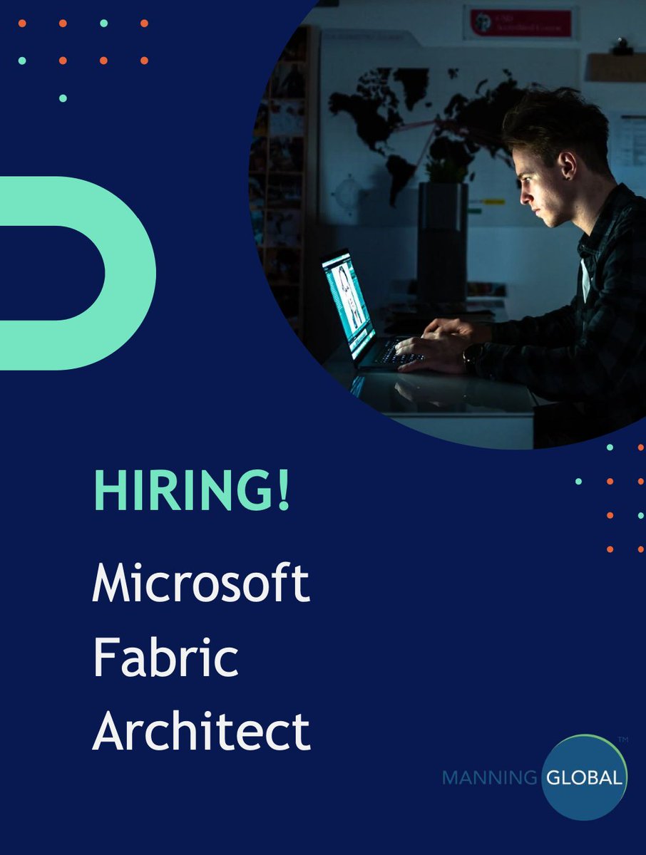 ManningGlobal's tweet photo. New remote role in the UK! 🇬🇧 

Our client, a leading global #IT service provider, is recruiting for a MICROSOFT FABRIC ARCHITECT! 

Send your CV to sales@manningglobal.com

#Microsoft #DataArchitect #Azure #BigData #IoT #DevOps #Cloud #NewJob #RemoteWork #UK #ManningGlobal https://t.co/dvYaQEW3kc