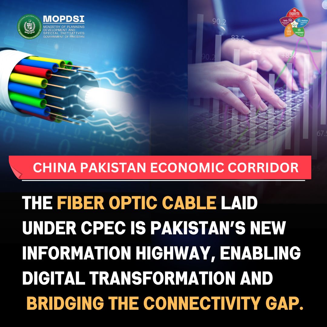 PlanComPakistan's tweet image. The #CPECProjects have revolutionized digital connectivity through the installation of #FiberOpticCables, strengthening #DigitalInfrastructure and enabling #HighSpeedInternet across Pakistan.

 #DigitalTransformation #ChinaPakistanEconomicCorridor #TechConnectivity…