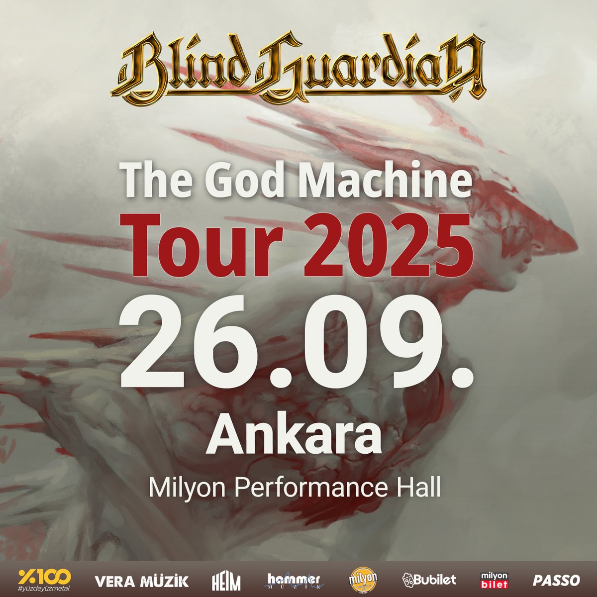 blind_guardian's tweet photo. 🇹🇷 In 2025, we will return to Türkiye and play two great shows as part of our “The God Machine Tour 2025”. Get ready for unforgettable concerts in Ankara and Istanbul and celebrate with us, bards!

🎫 ➡ https://t.co/PxDVCvKXsE

#blindguardian #thegodmachinetour2025 https://t.co/zjrSVqQEDN