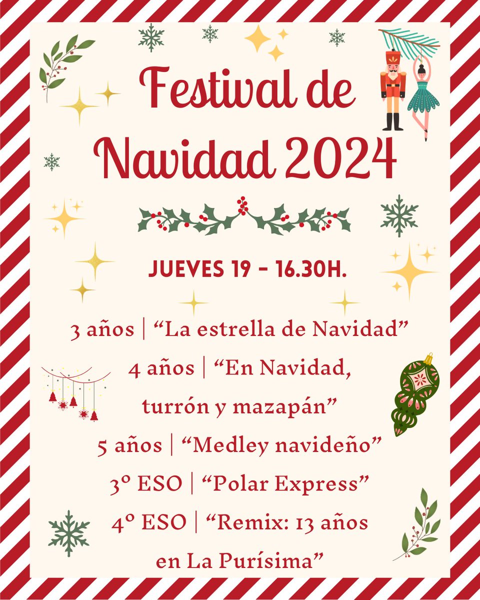 Hoy celebramos el tercer pase de nuestro Festival de Navidad 2024. Para el alumnado de 4º de ESO será su última actuación después de 13 años en La Purísima y nos han preparado algo muy especial. ¡Qué ganas!
#PurísimaConcepciónSantander
#ColegiosHHCC
#EducaciónVicenciana