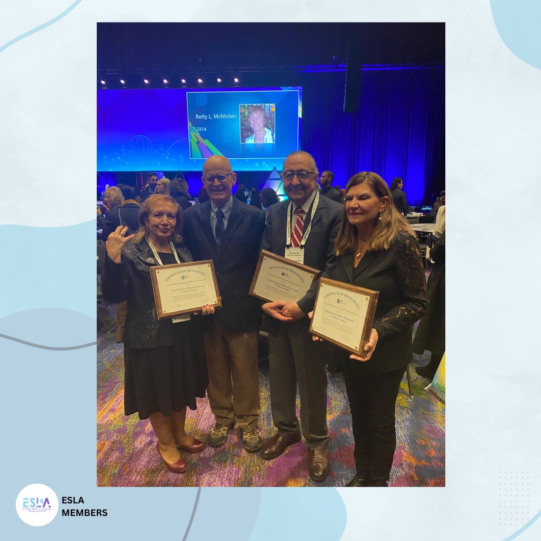 ESLAEurope's tweet image. Inspiring ESLA Members ✨🌎

Congratulations to Professors @ilknurmavis , Professor @SeyhunTopbas from @DernekDkt  who received an award from @ASHAWeb , for their remarkable contributions to Speech-Language Pathology (SLP) globally, 

Congratulations! 👏