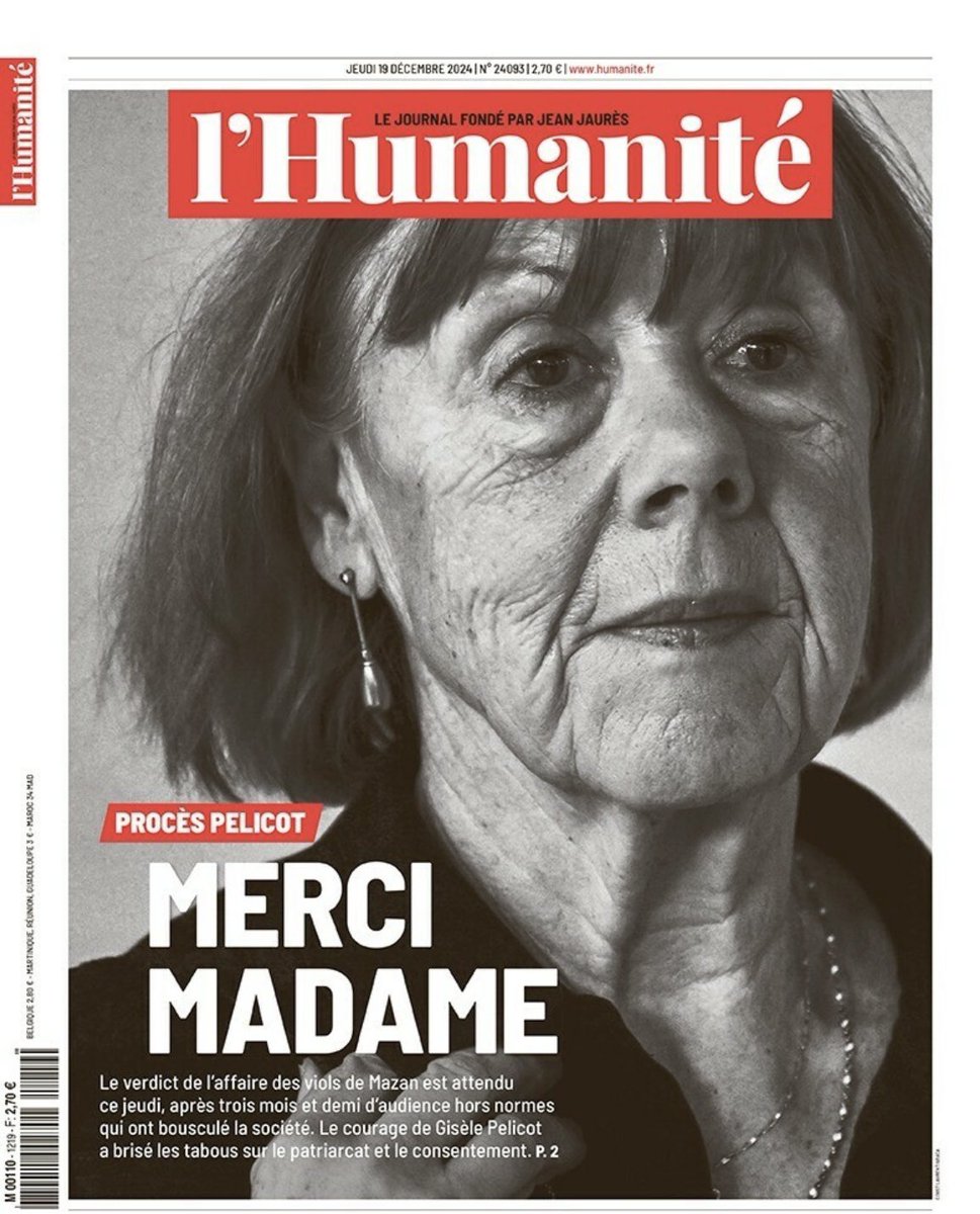 Thoughts and prayers are with this extraordinarily brave woman today. By standing up to her abusers in court, Madame Pelicot has given a voice to survivors.