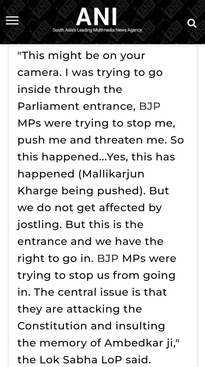 Mohammed Zubair (@zoo_bear) on Twitter photo <a href="/amitmalviya/">Amit Malviya</a> Fake News by BJP IT cell head <a href="/amitmalviya/">Amit Malviya</a> again.
Reporter: Kharge ji sath bhi dhakka mukki hui hai ( Was Kharge ji also pushed?)
Rahul Gandhi: Haan haan, Kiya hai kiya hai.. magar theek hai, Dhakka mukki se hume kuch hota nahi hai.
English Translation: Yes, this has <a href="/amitmalviya/">Amit Malviya</a> Fake News by BJP IT cell head <a href="/amitmalviya/">Amit Malviya</a> again.
Reporter: Kharge ji sath bhi dhakka mukki hui hai ( Was Kharge ji also pushed?)
Rahul Gandhi: Haan haan, Kiya hai kiya hai.. magar theek hai, Dhakka mukki se hume kuch hota nahi hai.
English Translation: Yes, this has