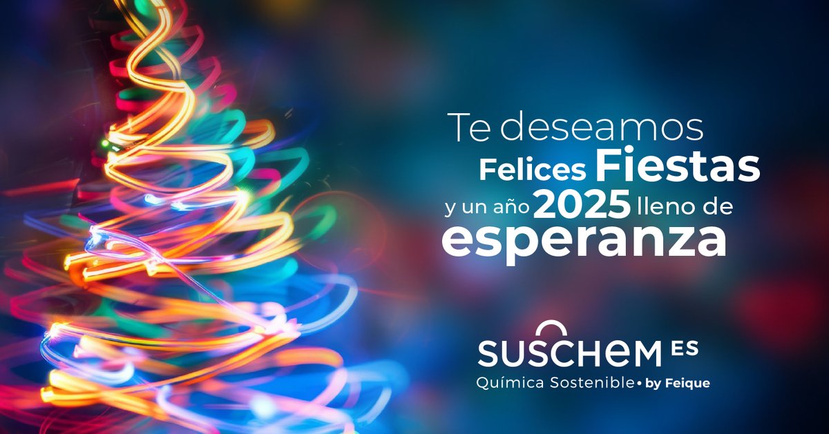 Desde la Plataforma Tecnológica y de Innovación Española de @QuímicaSostenible SusChem España os deseamos unas Felices Fiestas y que 2025 venga acompañado de buenos sentimientos y, sobre todo, de ¡muy buena #química! 

#LaQuímicaNosUne #SmartChemistry