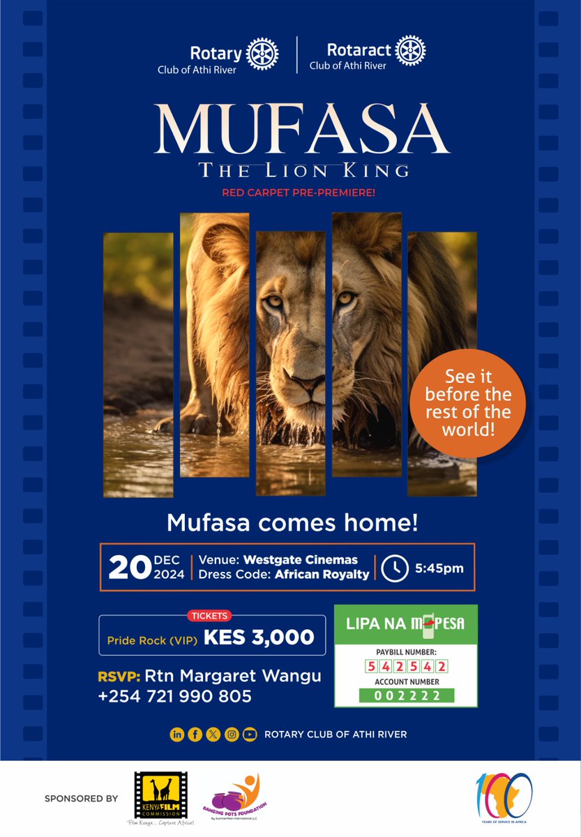 Mufasa is coming to Kenya on Friday, 20th December 2024. Be part of the Red Carpet.