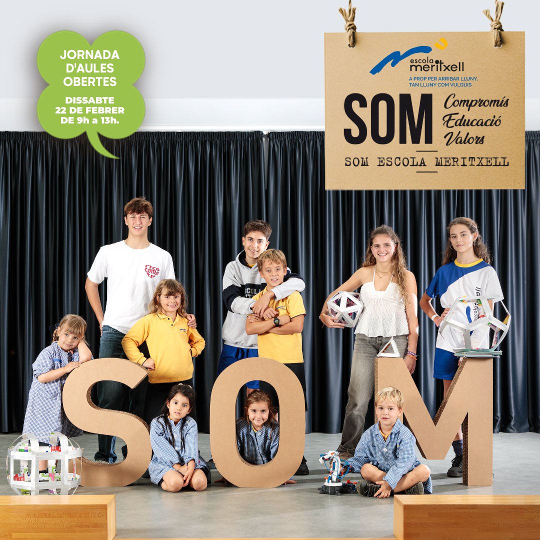 EscolaMeritxell's tweet photo. Jornada d'Aules Obertes: dissabte 22 de febrer de 2025 de 9h a 13h.
Veniu a conèixer les noves instal·lacions i el nostre Projecte Educatiu de Centre.
Us hi esperem! https://t.co/g3HYv2xWz5