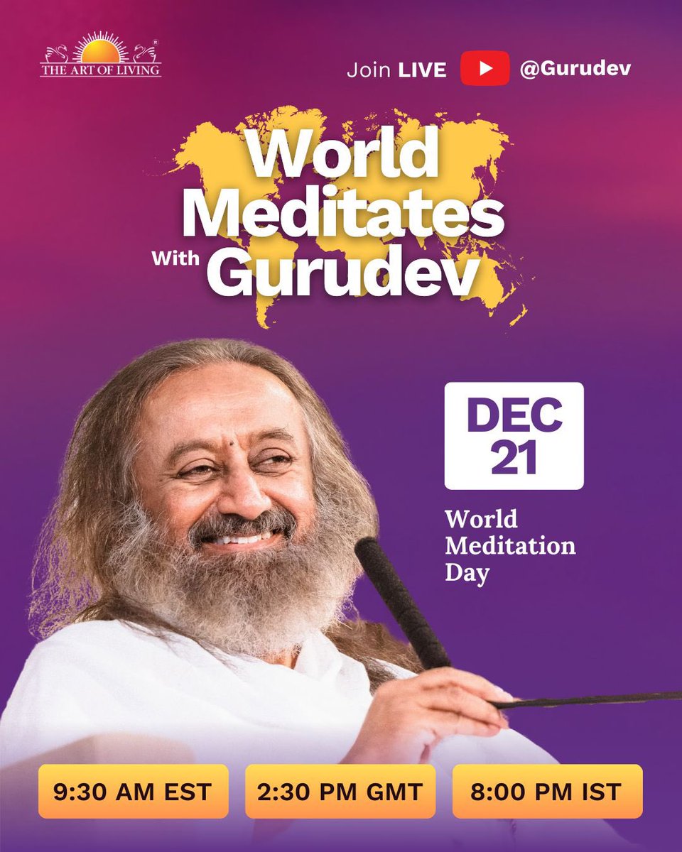 India co-sponsors World Meditation Day at the <a href="/UN/">United Nations</a> on 21st December. <a href="/Gurudev/">Gurudev Sri Sri Ravi Shankar</a> Sri Sri Ravishankar to address the UN on the relevance of Meditation. Meditation day has been recognised by UN just like the International Yoga Day giving a tremendous boost to India's soft power.