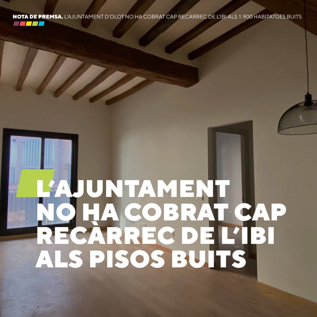 CUPOlot's tweet photo. 🔎 La CUP denuncia que l’Ajuntament d’#Olot no ha cobrat cap recàrrec de l’IBI als 1.900 habitatges buits el 2024.

✍️ Junts i ERC s’hi havien compromès per escrit dues vegades, arran de l'acord amb la CUP per l’abstenció a les ordenances fiscals, però ho han incomplert. #PleOlot https://t.co/RJeDUJczrh