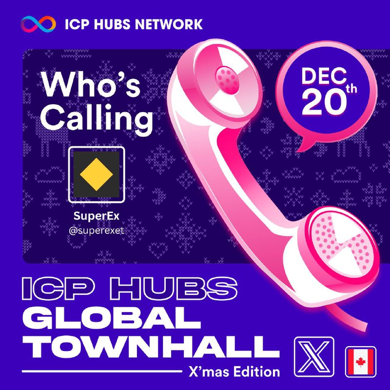 SuperEx's tweet photo. SuperEx will be speaking at the Global TownHall X Space: Crypto Christmas Edition 🎄✨

📅 December 20, 2024
🕒 3 PM – 6:30 PM EST

💰 $1000 $ICP token airdrop up for grabs!

1️⃣  Follow @superex, @icphubs ,@icphub_ca,
@icphub_us and @quantumleaplab 
2️⃣ Like, RT, Tag 3 friends 🎉
3️⃣ Register for the Twitter Space: https://t.co/WxB35L2Nhn

Looking forward to connecting with the brightest minds in blockchain!