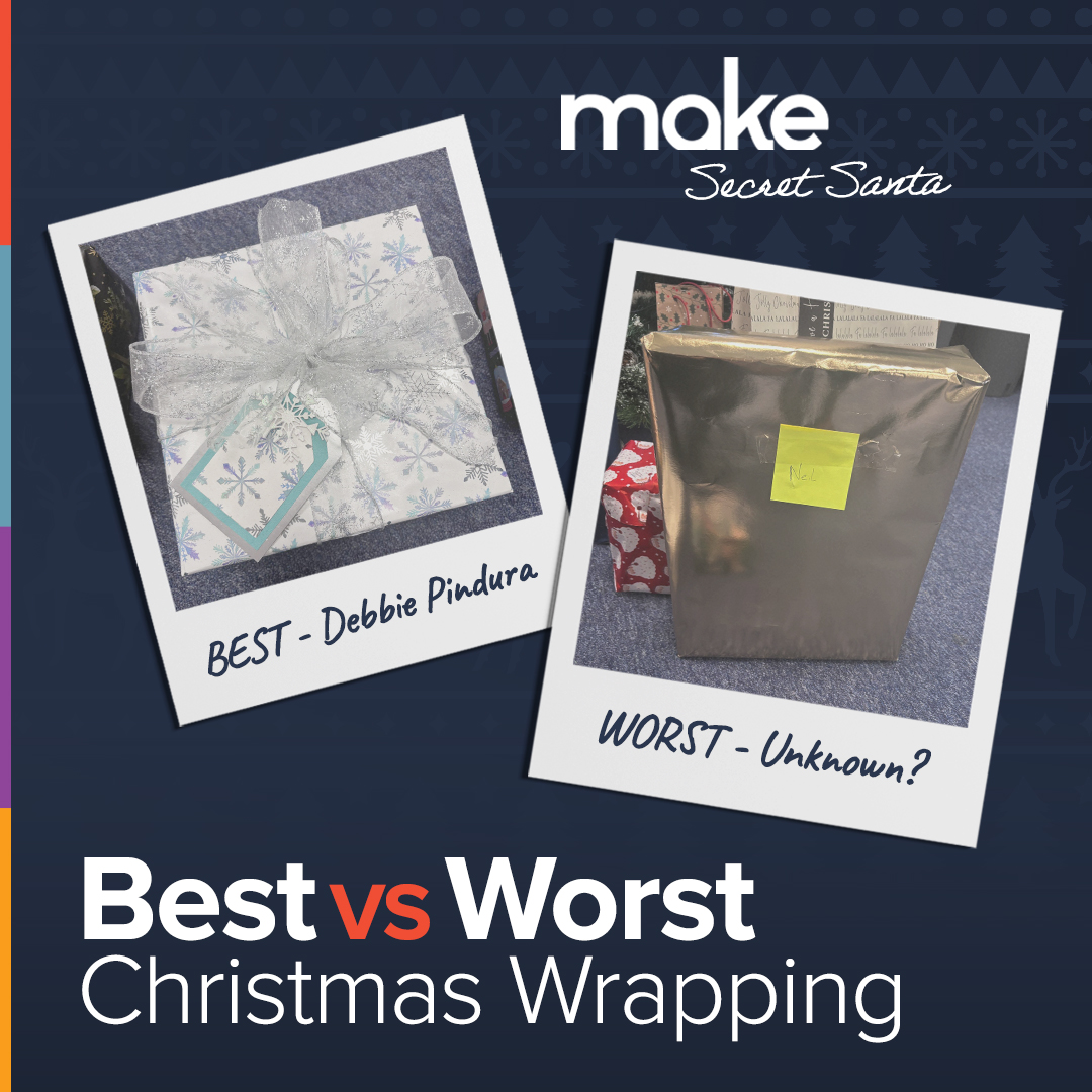 Make_Consulting's tweet photo. After this year's Secret Santa, we proudly crowned Debbie as the undisputed champion of gift wrapping. 

However, the winner of the worst wrapped is still unknown and remaining very quiet! Which member of the Make team do you think it is? Let us know your guess in the comments! https://t.co/krR50Vy6BC