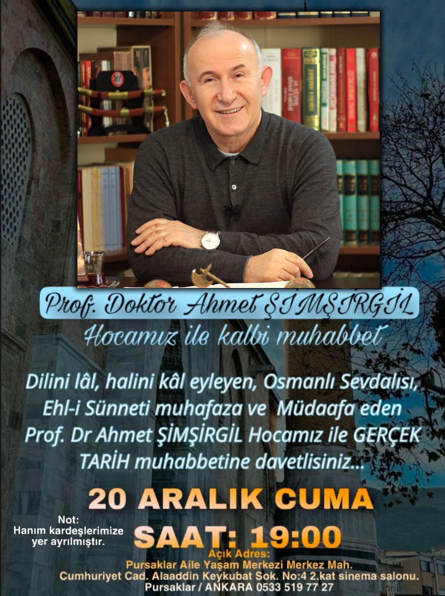 20 Aralık Cuma akşamı
Ankara'da dostları muhabbete bekleriz ...