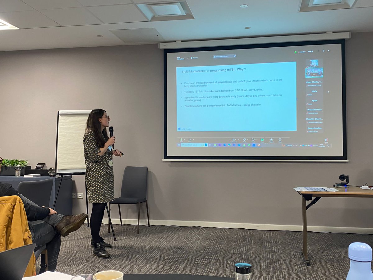 ChloeThomas_Dr's tweet image. What a fantastic day at the #mTBIPredict Consortium meeting last week. I really enjoyed presenting about mTBI fluid biomarkers and was honoured to have won an award! #mTBI #biomarkers @BrainLabBhamUk