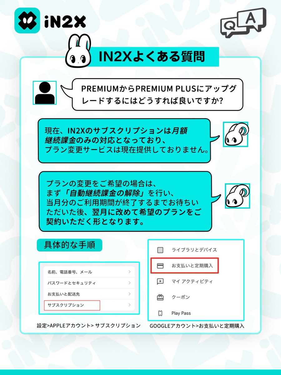 🌟iN2X よくある質問：サブスクリプションに関するQ&A🌟 -------- Q