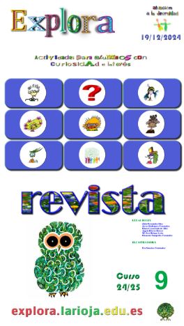 Preparada la revista nº 9 del curso 24/25 con nuevas actividades de Pi, Leo, Feli, Tecla, Jake, Chispa y Lug, curiosidades y lecturas de temas riojanos. drive.google.com/file/d/15AG9uX…