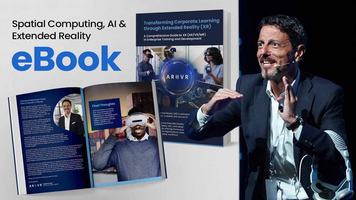 📘DOWNLOAD NOW Our new free eBook >> aruvr.com/wp-content/upl…
 "Transforming Corporate Learning through XR" 

This comprehensive guide covers how XR (AR/VR/MR) can:

✅ Boost employee engagement through immersive learning.
✅ Reduce training costs while increasing effectiveness.