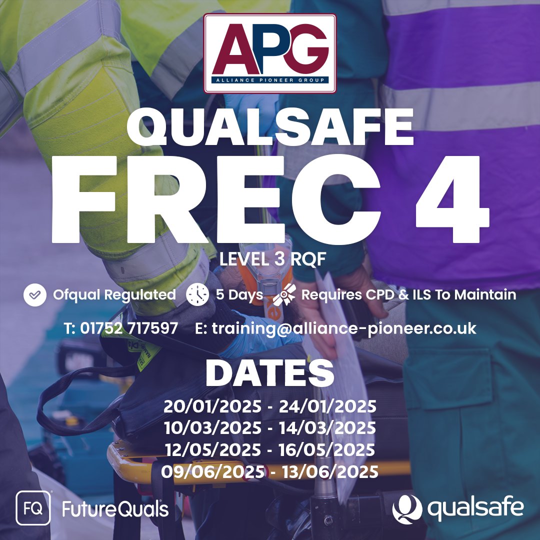 Alliance Pioneer Group (@alliancepguk) on Twitter photo π¨ FREC 4 Course Dates! Advance your career today with #TeamAPG
π΅ Β£520 + VAT
π Drake Mill Business Park, PL6 7PS
π 5 Day Course
Interested? Send our training coordinator, Elaine, an email on training@alliance-pioneer.co.uk or call on 01752 717597! π¨ FREC 4 Course Dates! Advance your career today with #TeamAPG
π΅ Β£520 + VAT
π Drake Mill Business Park, PL6 7PS
π 5 Day Course
Interested? Send our training coordinator, Elaine, an email on training@alliance-pioneer.co.uk or call on 01752 717597!