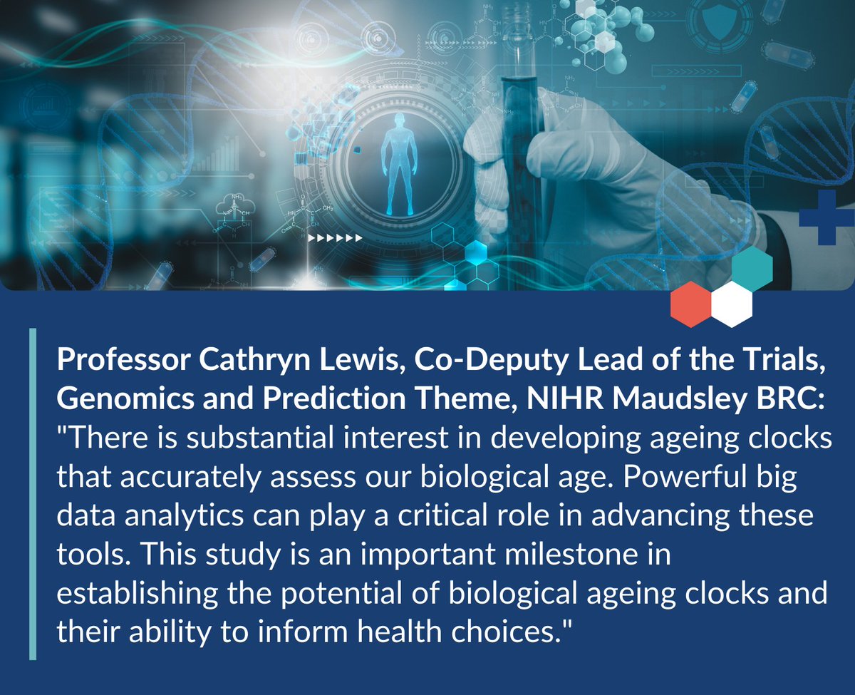 NIHR Maudsley Biomedical Research Centre (BRC) (@nihrmaudsleybrc) on Twitter photo New research <a href="/KingsIoPPN/">Institute of Psychiatry, Psychology & Neuroscience</a> has evaluated artificial intelligence-based metabolomic 'ageing clocks', which predict health and lifespan using data from blood.
It was published in <a href="/ScienceAdvances/">Science Advances</a> and funded by <a href="/NIHRresearch/">National Institute for Health and Care Research</a>, using data from <a href="/uk_biobank/">UK Biobank</a>.
maudsleybrc.nihr.ac.uk/posts/2024/dec… New research <a href="/KingsIoPPN/">Institute of Psychiatry, Psychology & Neuroscience</a> has evaluated artificial intelligence-based metabolomic 'ageing clocks', which predict health and lifespan using data from blood.
It was published in <a href="/ScienceAdvances/">Science Advances</a> and funded by <a href="/NIHRresearch/">National Institute for Health and Care Research</a>, using data from <a href="/uk_biobank/">UK Biobank</a>.
maudsleybrc.nihr.ac.uk/posts/2024/dec…