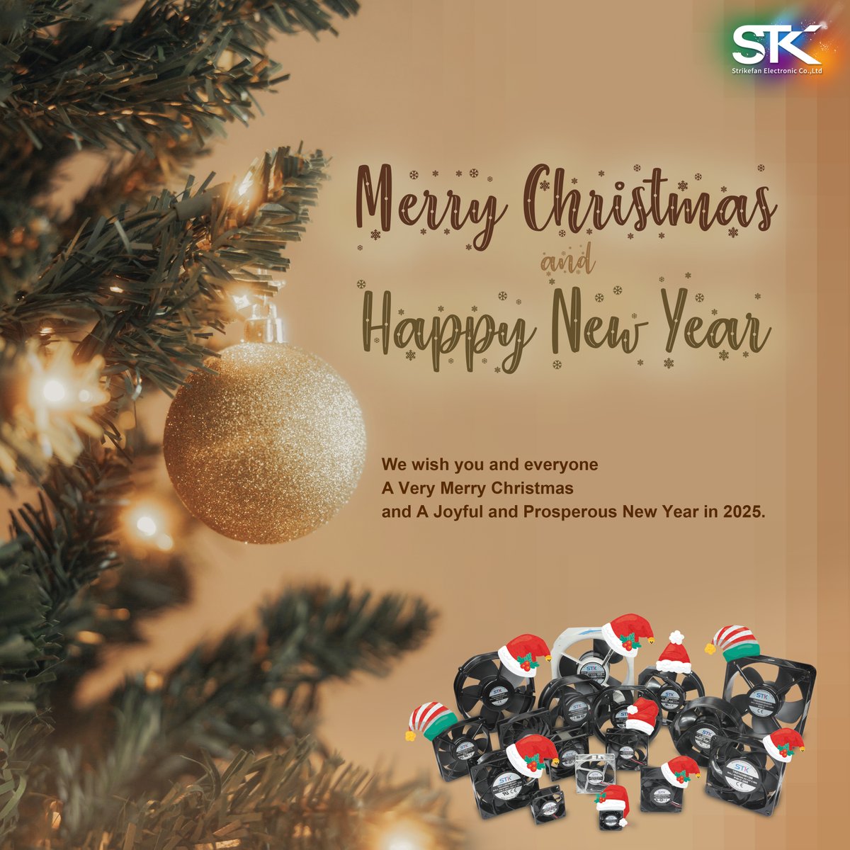 STKcooling's tweet photo. We wish you and everyone 
A Very Merry Christmas 
and A Joyful and Prosperous New Year in 2025.❄️❄️

#STK FAN
#COOLING FAN https://t.co/lx4fbtBeRe