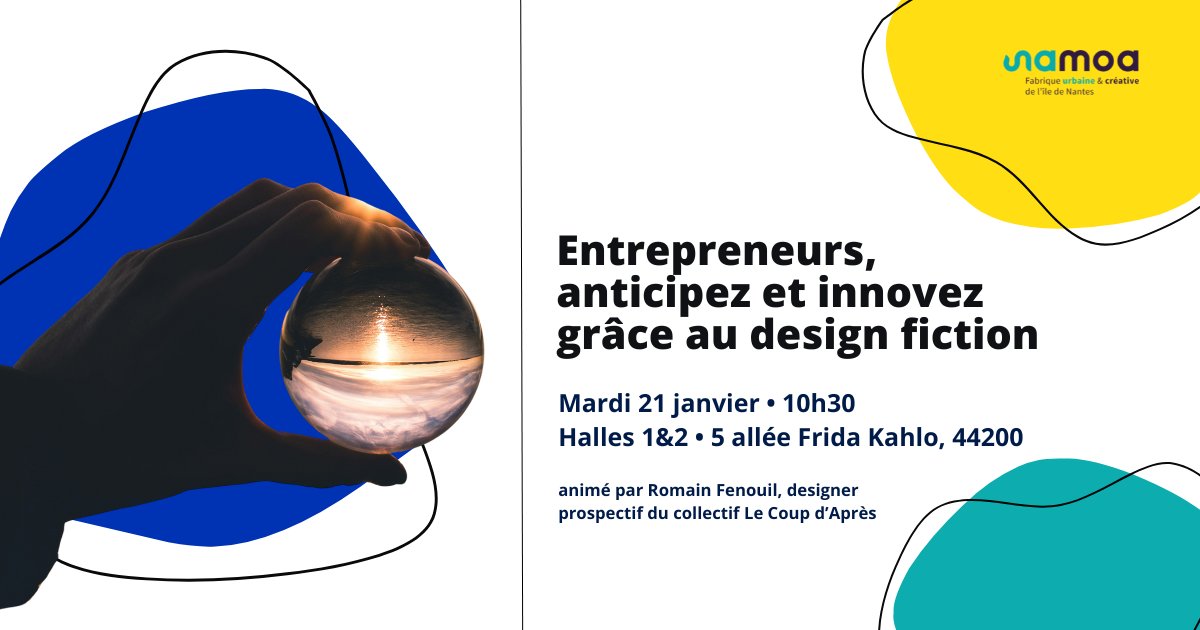 Entrepreneurs, transformez votre vision et vos projets grâce au design fiction.

Ici pas de boule de cristal, mais une vraie méthode innovante pour imaginer et concevoir des futurs possibles !

Mardi 21 janvier de 10h30 à 12h30
Gratuit, sur inscription : eventbrite.fr/e/billets-entr…