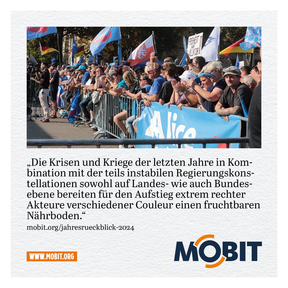 Unser #Jahresrueckblick ist online! Den vollständigen Text findet ihr unter: mobit.org/jahresrueckbli… 
#Thueringen #ltw24 #reichsbürger #rechtsextremismus #nonazis