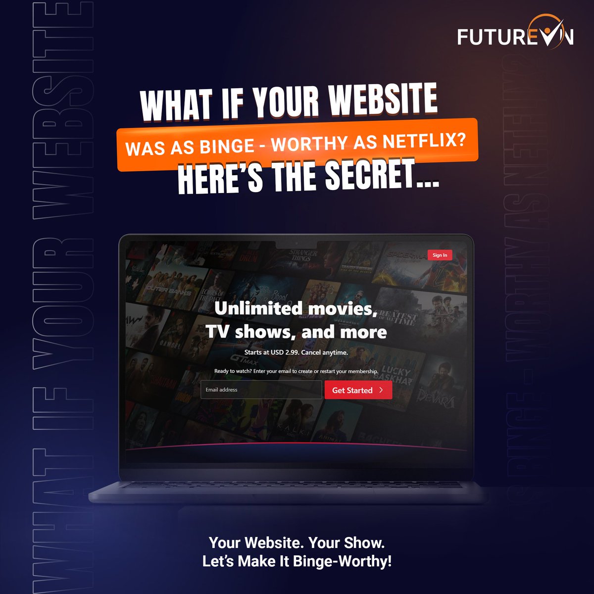futureinltd's tweet photo. 💡 What if your website was as binge-worthy as Netflix?
✅ Irresistible CTAs = “next episodes.”
✅ Seamless layouts = visual storytelling.
✅ Effortless menus = smooth navigation.
✅ Memorable branding = cohesive experience.
DM us for a FREE design consultation.
#WebDesign #UIUX https://t.co/OXv4IqgIAs