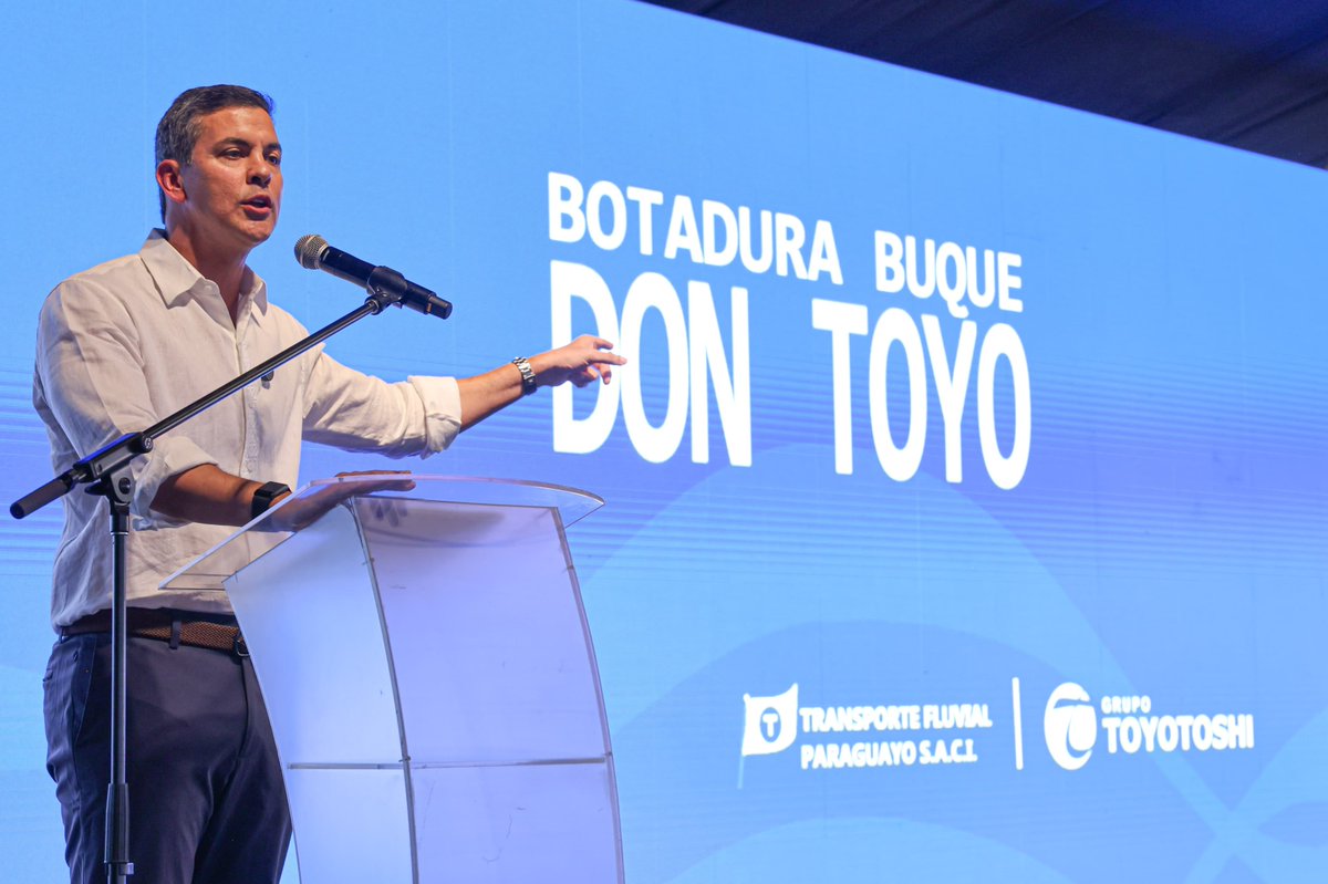 honorcolorado_'s tweet photo. Botadura del Buque Motor “Don Toyo”, un símbolo del talento, la dedicación y la capacidad técnica de los paraguayos. 
En el astillero Aguape, en el Puerto de Asunción, en Paraguay no hay límites cuando trabajamos juntos. https://t.co/Q3tmFvMzCp
