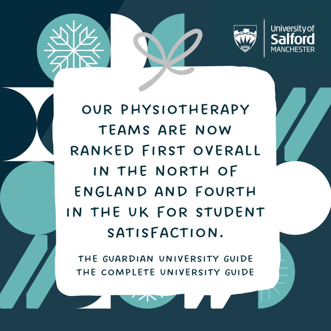 UoS Degree Apprenticeships (@uos_apprentice) on Twitter photo We're so proud of our <a href="/UoS_Physio/">University of Salford Physiotherapy</a> team who shot up the league tables this year! We are:
π 1st in the North of England for physiotherapy <a href="/guardian/">The Guardian</a>
π 4th in the UK for student satisfaction <a href="/compuniguide/">Complete University Guide</a>
π 1st in England for teaching quality <a href="/thetimes/">The Times and The Sunday Times</a>
π»: salford.ac.uk/news/physiotheβ¦ We're so proud of our <a href="/UoS_Physio/">University of Salford Physiotherapy</a> team who shot up the league tables this year! We are:
π 1st in the North of England for physiotherapy <a href="/guardian/">The Guardian</a>
π 4th in the UK for student satisfaction <a href="/compuniguide/">Complete University Guide</a>
π 1st in England for teaching quality <a href="/thetimes/">The Times and The Sunday Times</a>
π»: salford.ac.uk/news/physiotheβ¦