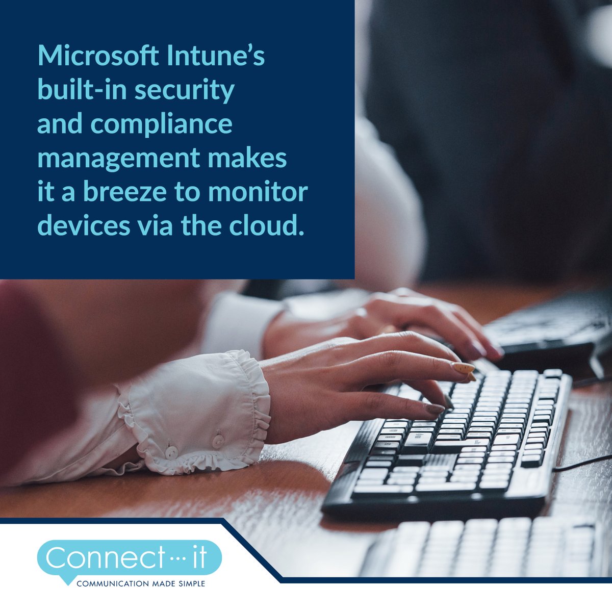 Connectitco's tweet photo. 📱 Microsoft Intune's built-in security and compliance management makes it a breeze to monitor devices via the cloud ☁️. With its integrated Active Directory, you can also make the most of your existing user accounts and security groups 🔐

#ConnectIT #BusinessEssentials https://t.co/UgZmeXay31