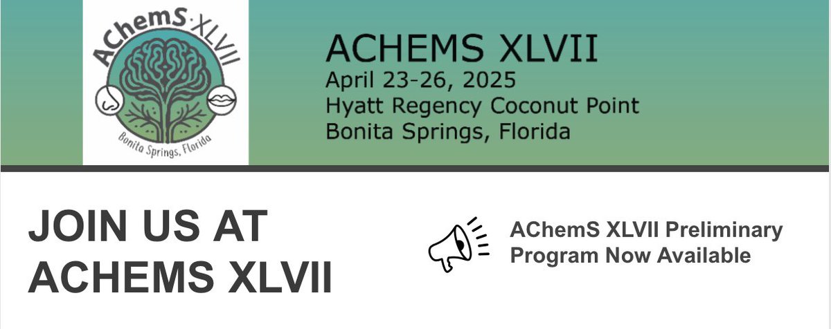 🎉 The #AChemS2025 Preliminary Program is now LIVE! 🎉

Get a sneak peek at what's in store and start planning your trip to Bonita Springs! 🌴✨

Check out the full details here: achems.org/2025/

#AChemS2025 #ChemicalSciences #BonitaSprings