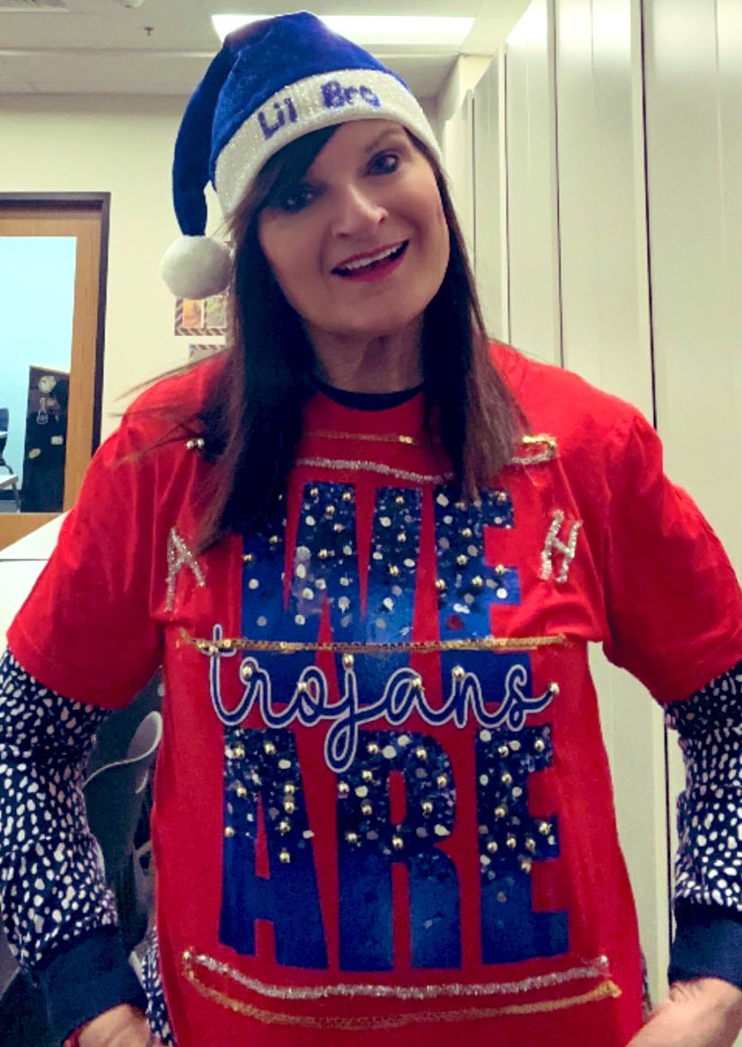 juleskobbe's tweet image. Faculty Ugly Sweater Contest: Oh,I’m in it to win it. Go Jags! New school…Go Central!