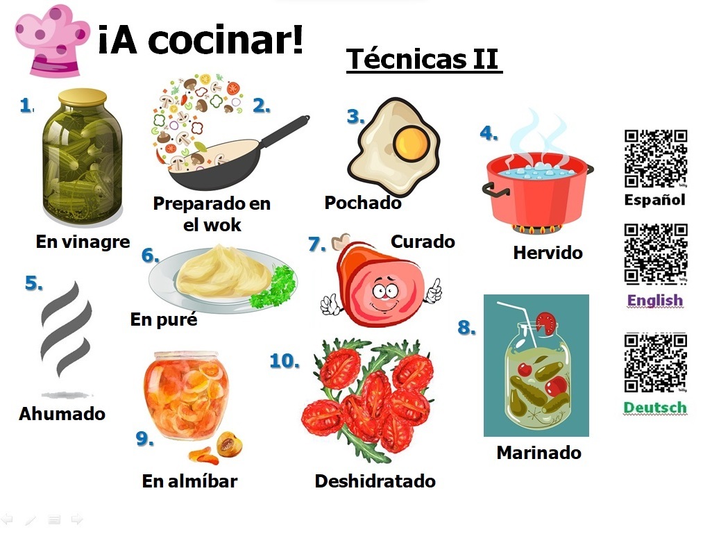 SpanishMucho's tweet photo. 🇩🇪*Lasst uns kochen! - Kochtechniken II - Kennst du die? - Weitere Aktivitäten zu diesem Thema: https://t.co/VFhAKcwZ7A Viel Erfolg! 😉
#español #spanisch #spanischessen #spanischküche #amococinar #ichliebekochen #kochtechnik #kochtechniken #tecnicasdecocina https://t.co/gAsoTiqCRM