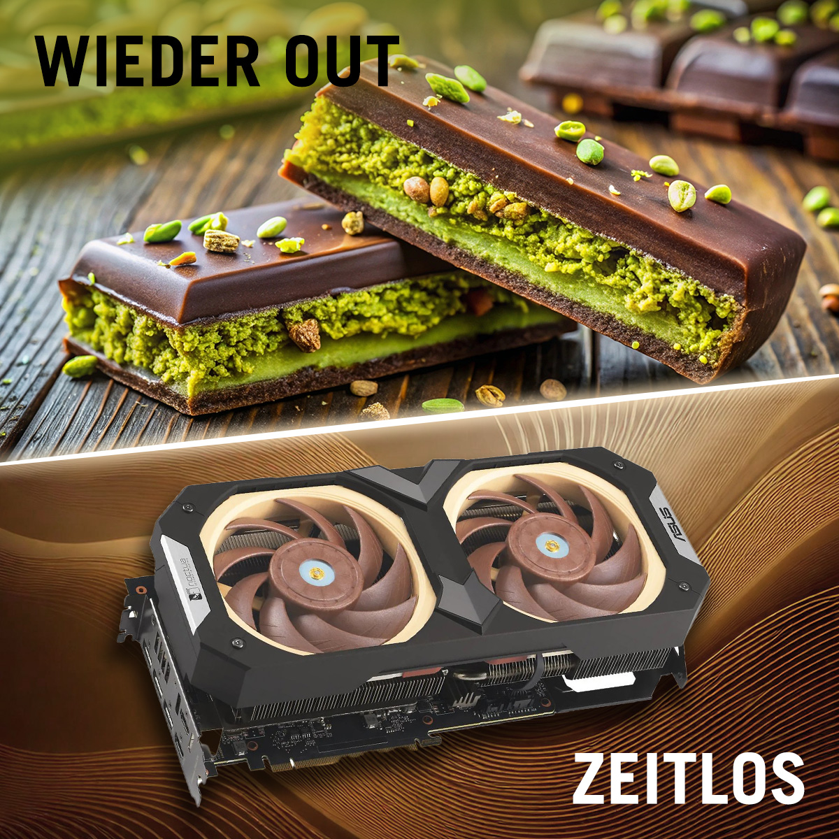 asusrogde's tweet photo. Trends kommen und gehen, aber wahre Power bleibt! 💪🍫
#Trends #DubaiChocolate #ASUSROG #Noctua #RTX4080 #UnstoppablePerformance #BuildToLast https://t.co/XCQ6UcuUMK