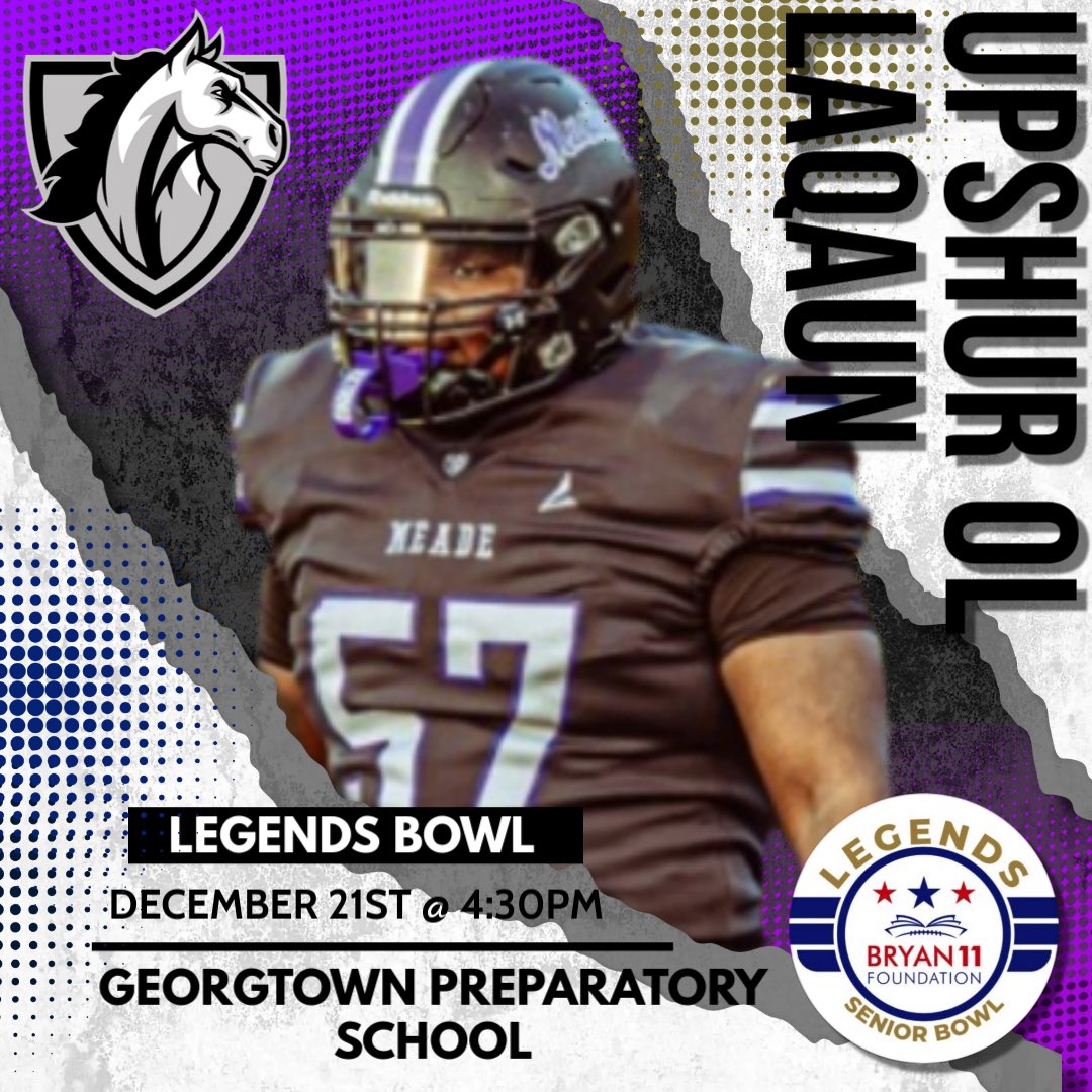 Mustangs Nation, come out on Saturday, December 21st @ 4:30pm (Georgetown Prep) and support two of our very own (Alijah Johnson QB and Laquan Upshur OL) as they compete in the Legends Bowl. Let’s make sure Da Stable is there to support! <a href="/41ij4h/">Alijah Johnson</a> <a href="/quanupshur25/">LaQuan Upshur</a> <a href="/TanardoSharps/">Tanardo Sharps</a>