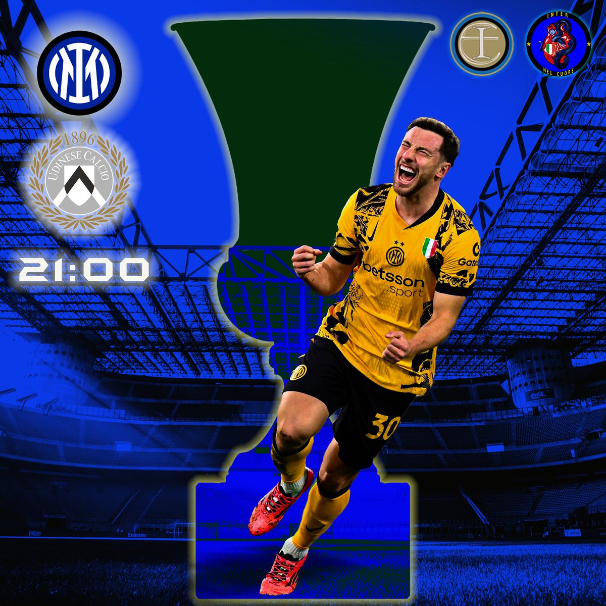 IUfficiale's tweet photo. 📢 Inter vs Udinese🏆 Coppa Italia | Ottavi di finale
📍 Stadio San Siro, Milano🕘 19 Dicembre 2024, ore 21:00
L'Inter sfida l'Udinese negli ottavi di finale della Coppa Italia! L'Inter, galvanizzata dal supporto dei suoi tifosi, mira a consolidare il suo percorso in Coppa Italia https://t.co/xUVWgYhTaq
