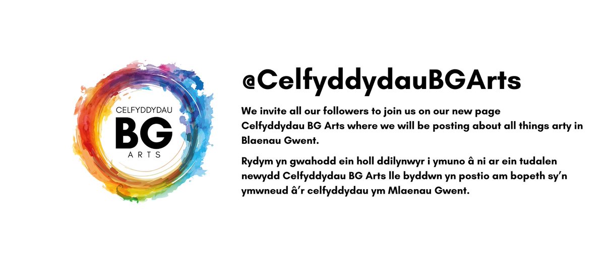 Due to changes in funding, the regional Head4Arts programme has ended and social media platforms will shortly be closed.📷
We invite all our followers to join us on our new page Celfyddydau BG Arts where we will be posting about all things arty in Blaenau Gwent.📷