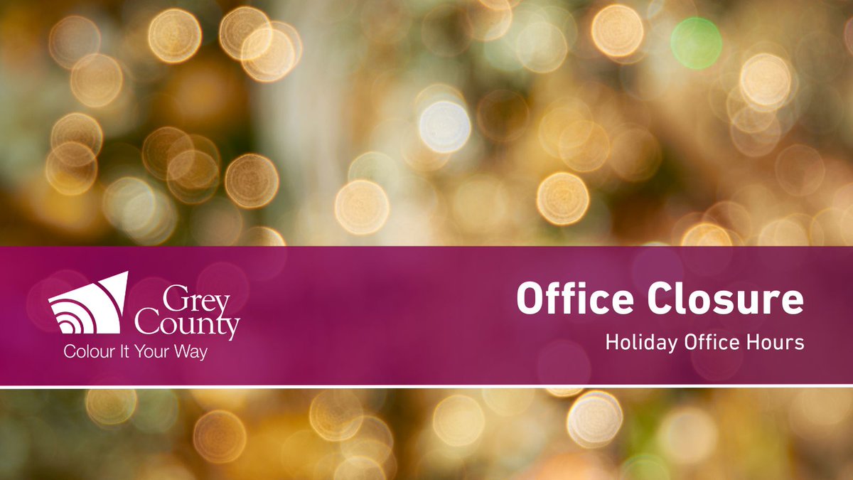 Many Grey County offices and and services will be closing or operating with adjusted hours over the festive season. Please check our website before visiting this season: grey.ca/news/grey-coun…