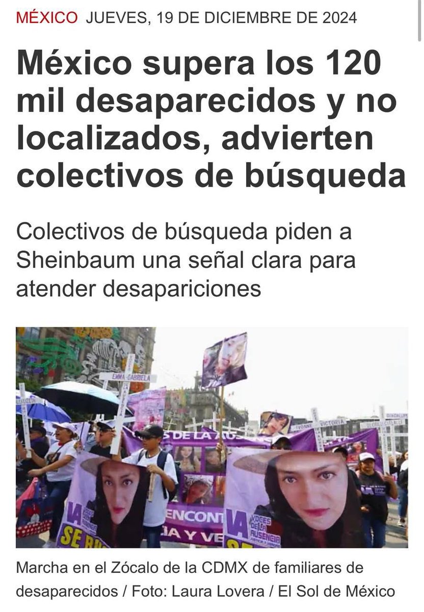 PRI_Nacional's tweet photo. La crisis de desapariciones en México refleja la incapacidad del gobierno de Morena para enfrentar la violencia. 

Suman al menos 120 mil desaparecidos y con ellos, miles de familias y colectivos buscando justicia mientras la impunidad crece. ¿Dónde están las soluciones prometidas? México merece un gobierno que responda, no que se esconda tras excusas.