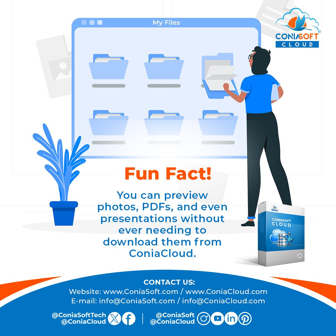 CONIACLOUD's tweet image. Fun Fact!
With ConiaCloud, you can preview photos, PDFs, and presentations directly—no downloads needed!
#ConiaCloud #SmartFeatures #SeamlessWorkflow #ProductivityBoost #CloudConvenience