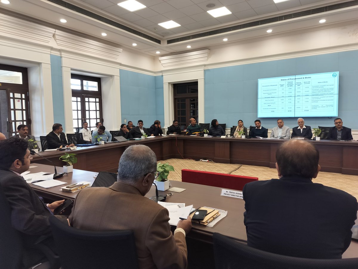 mpspmu's tweet photo. Today under Atal Bhujal Yojana, World Bank and NPMU Mission Review Meeting was organized in MP state in Khushabhau Thakare international convention center (Minto Hall) Bhopal MP. For Work progress. https://t.co/W3WBYGspCY
