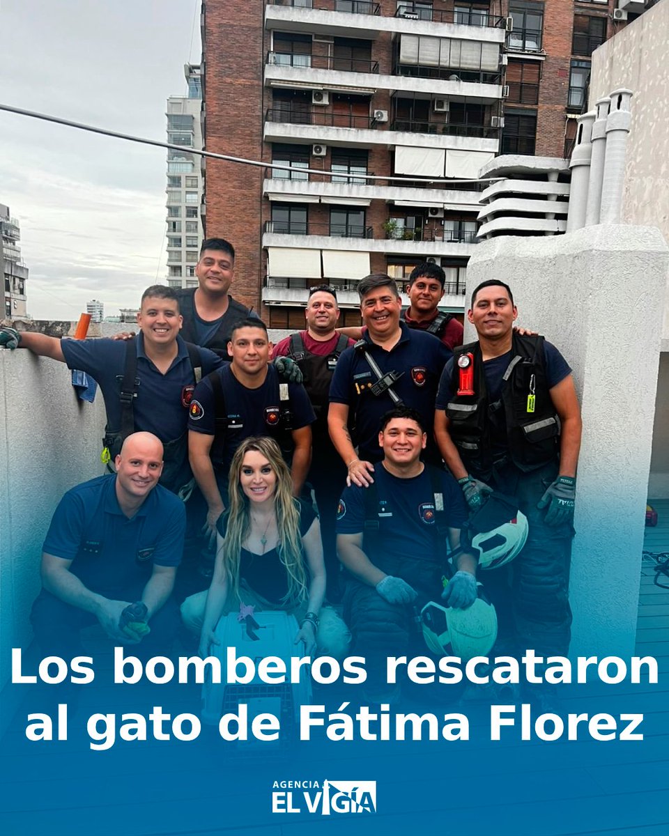 Los bomberos rescataron al gato de Fátima Florez