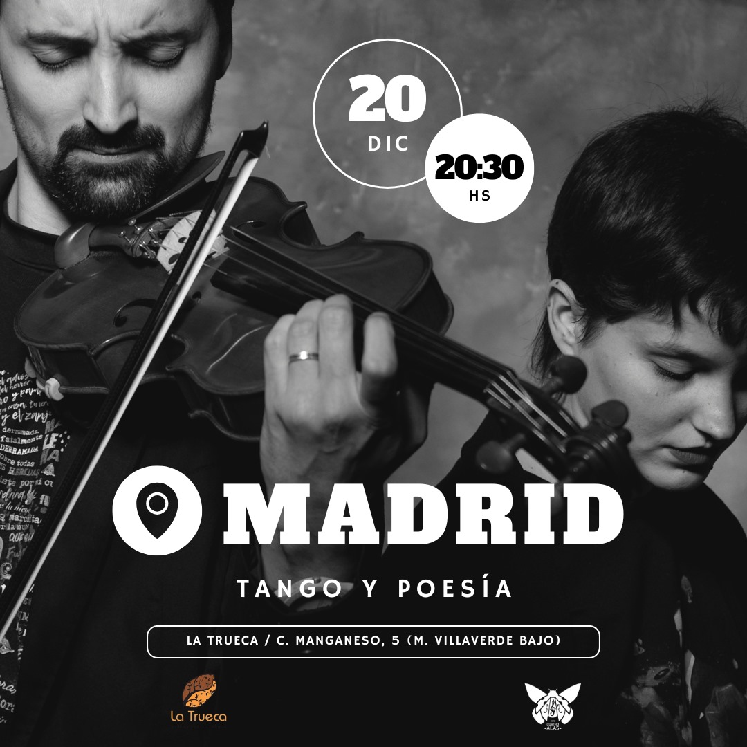 Concierto de Tango y Poesía 
Os recordamos que mañana viernes en <a href="/La_Trueca/">La Trueca Villaverde</a> 
tendremos un concierto muy especial 
Continuamos inmersos en el mundo poético, esta vez a ritmo de Tango 
Ven a bailar y recitar con nosotros 
Os esperamos!!
🎼🎶🎭